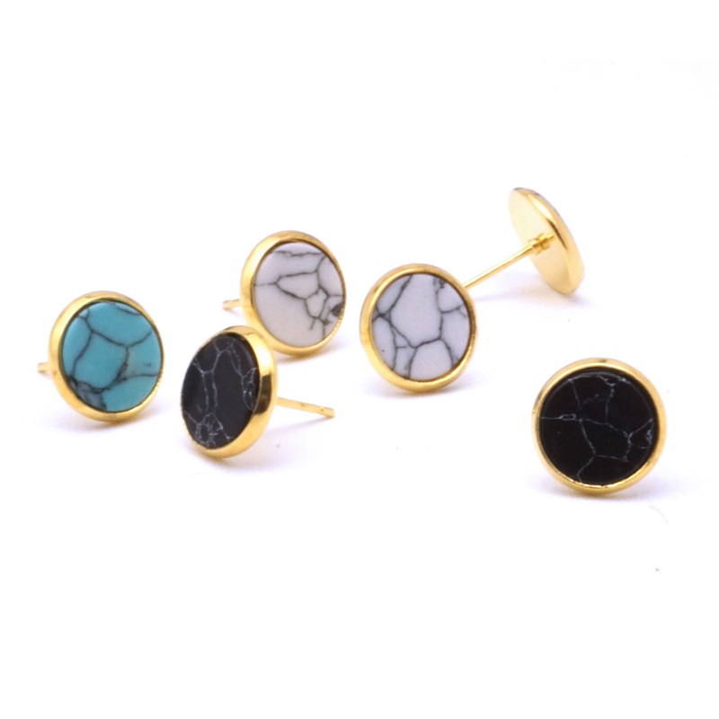 Fashion Gold imitated White Turquoise kallaite Resin stone Charms Stud Geometric Earrings Jewelry For Women