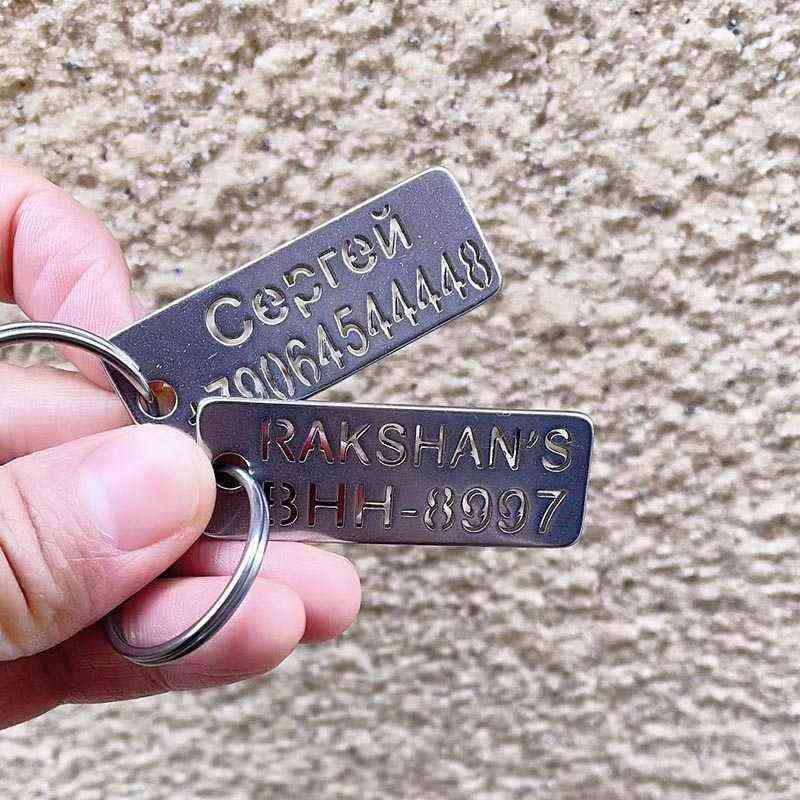 Custom car keyring Tags Engraved Pet Name Birthday Prevent Loss Engraved Phone Number Stainless Steel Key Chain Gift For Men H1126