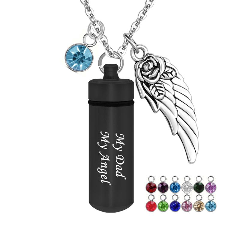 Pendant Necklaces My Dad Angel Cremation Urn Necklace, Women Men Stainless Steel Chain/Black Memento Jewelry, Ashes Keepsake Birthstone, Silver
Pendant Necklaces My Dad Angel Cremation Urn Necklace, Women Men Stainless Steel Chain/Black Memento Jewelry, Ashes Keepsake Birthstone, Silver