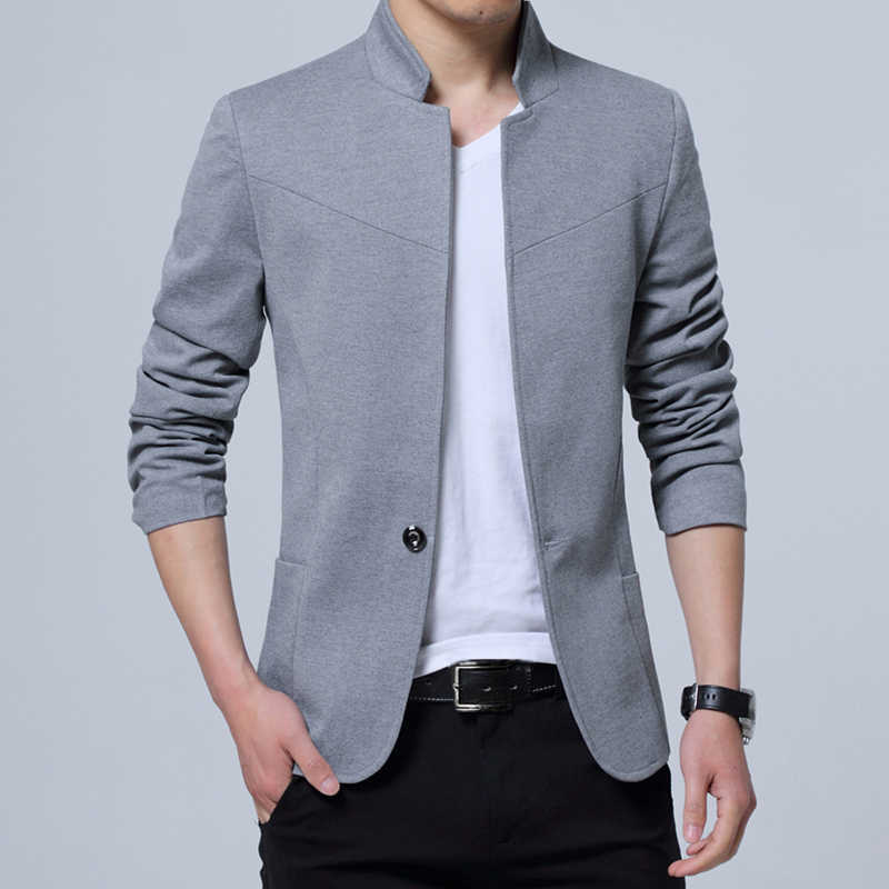 Liseaven Blazer Men Jackets Male Stand Collar Male Blazers Slim Fit Mens Blazer black Jacket Men Plus Size 5XL 210819