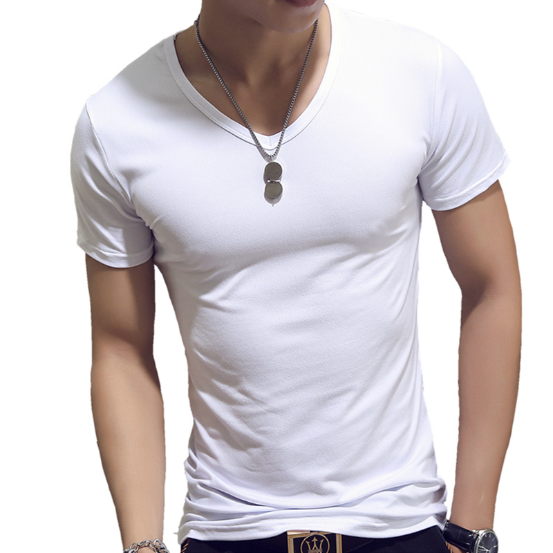 Summer solid Basic men's T-shirt Korean version of slim fit Simple short sleeve Outdoor street fashion