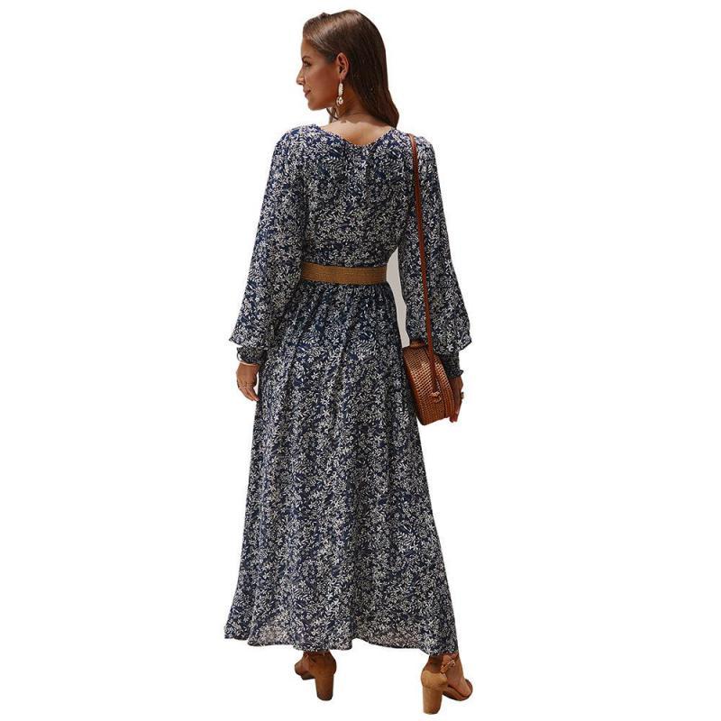 Women Dress V Neck Printed Bohemia es Sexy Long Print Floral Maxi Plus Size Girl Fashion es 210513