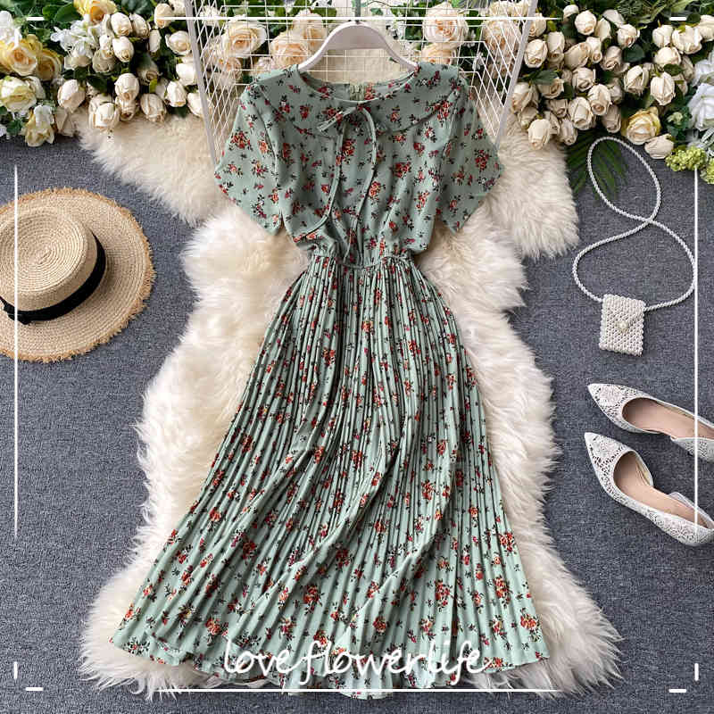 Floral A-line Chiffon Vestidos High Waist Pleated Korean Fashion Summer Dress Dresses Women 210521, Green
Floral A-line Chiffon Vestidos High Waist Pleated Korean Fashion Summer Dress Dresses Women 210521, Green