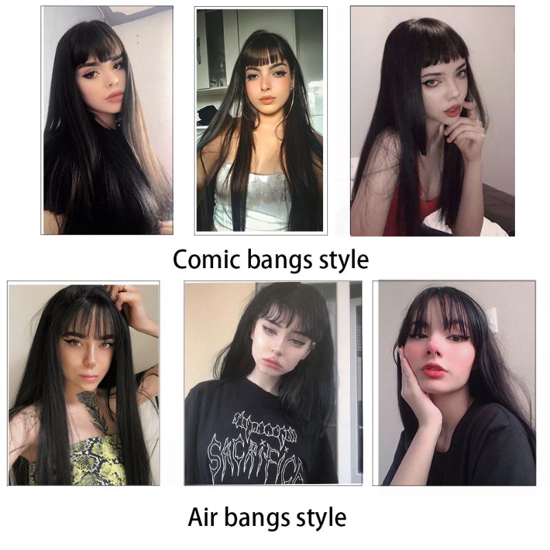 Synthetic Wigs HOUYAN Wig Female Long Straight Hair Women Anime Bangs Black Party Daily Air