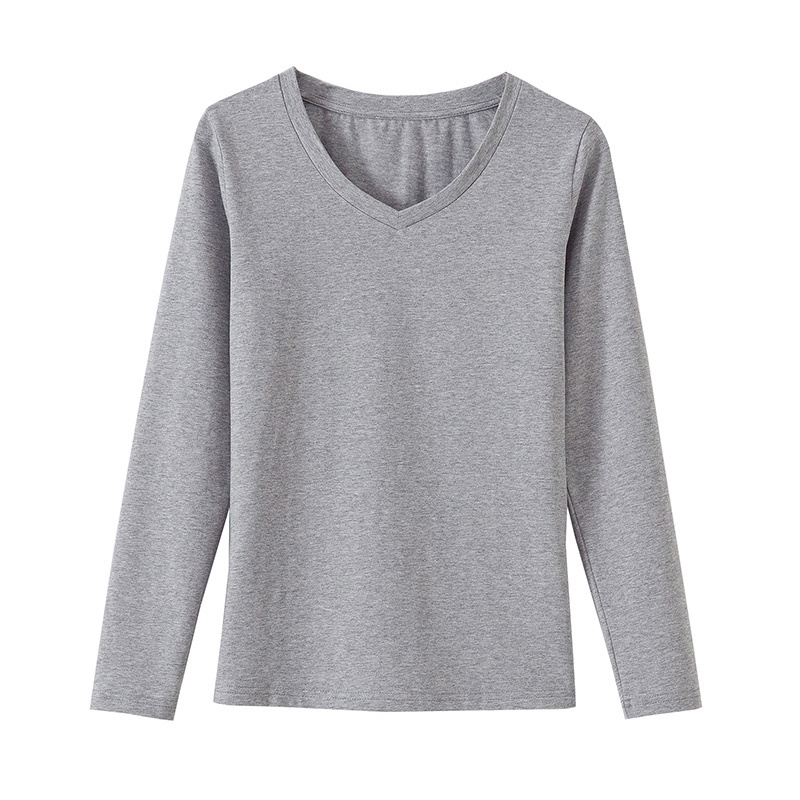 Autumn Korean Slim Office Lady Blouse V-neck Shirt Women Cotton Long Sleeve T- Solid Pullover Blusas 10476 210518