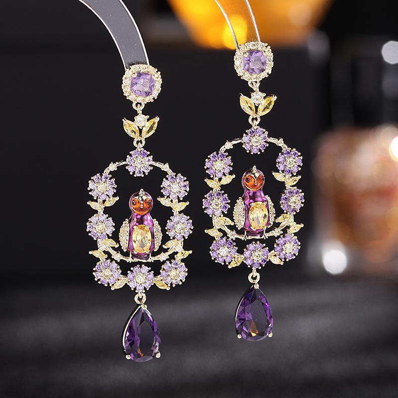 Dangle & Chandelier Bilincolor Fashion Purple Zircon Flower And Bird Earring For Women, Silver
Dangle & Chandelier Bilincolor Fashion Purple Zircon Flower And Bird Earring For Women, Silver