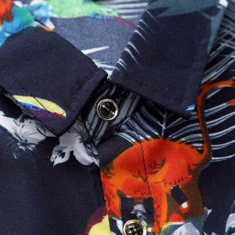 Men's Beach Floral Print Casual Cotton Button Up Long Sleeve Shirts 5XL 6XL 7XL 210528