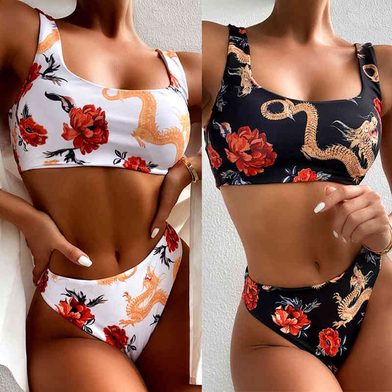 New Cow Print High Waist Bikinis Swimwear Women High Leg Bikini Set Swimsuits Spring Summer Female Swimming Suit Beachwear 210323