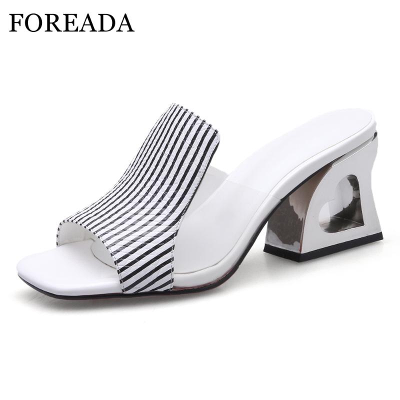 Slippers FOREADA Summer Slides Women Shoes Natural Genuine Leather Fretwork Heels Transparent Striped Ladies Sandals 34-39, Black
Slippers FOREADA Summer Slides Women Shoes Natural Genuine Leather Fretwork Heels Transparent Striped Ladies Sandals 34-39, Black