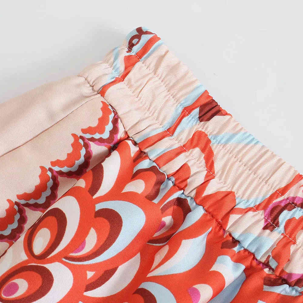 BBWM Missnight Totem Printed Straight Elastic High Waist Pants Fashion Pants Streetwear Vintage 210520