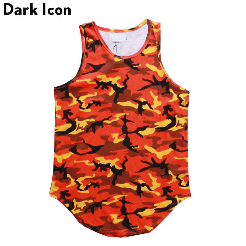 Camouflage Extended Hip Hop Tank Top Men Women Summer Curved Hem Longline Mens Tank Top 210603