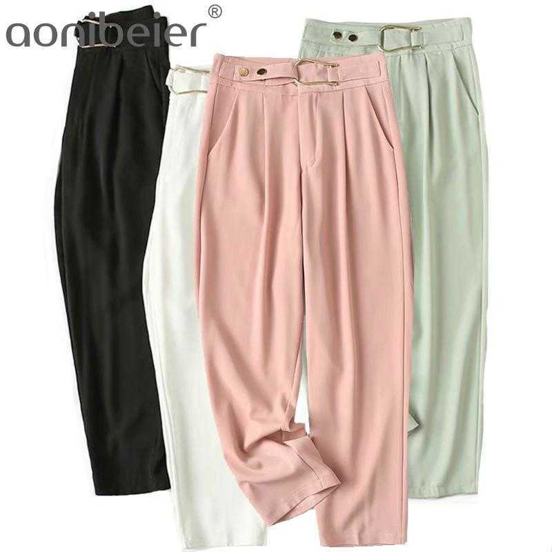 Metal Decor High Waist Women Trousers Office Lady Suit Pants Folds Detail Female Casual Ankle Length Straight 210604
Metal Decor High Waist Women Trousers Office Lady Suit Pants Folds Detail Female Casual Ankle Length Straight 210604