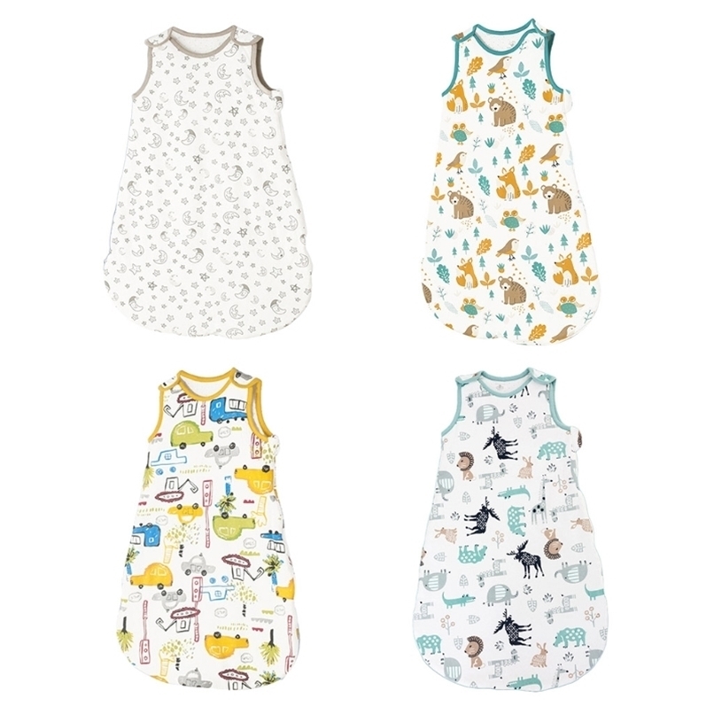 born Zipper Sleepsack Wrap Baby Short Sleeve Cotton Sleeping Bag Blanket Bedding 211025