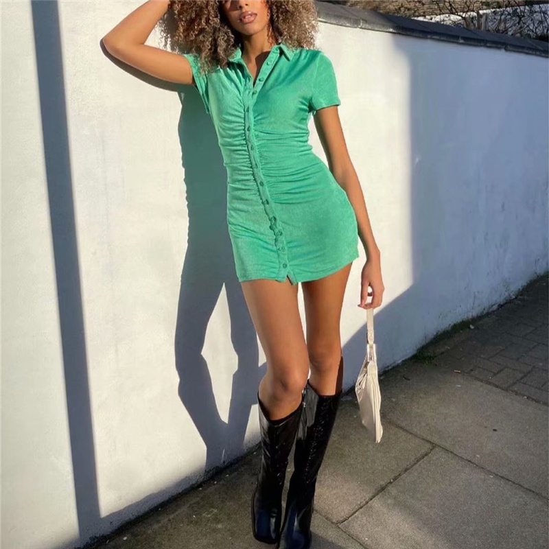 PUWD Vintage Woman Velvet Short Sleeve Shirt Dress Fashion Ladies Slim Mini Dresses Female Streetwear Pleated Short Dress 210524, Green
PUWD Vintage Woman Velvet Short Sleeve Shirt Dress Fashion Ladies Slim Mini Dresses Female Streetwear Pleated Short Dress 210524, Green