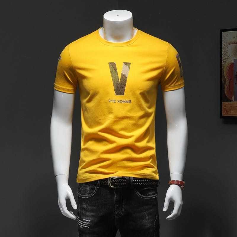 Summer Men's Short-Sleeved T-Shirt Pure Cotton Round Collar Trim Personality Shirt Male 210629, 716
Summer Men's Short-Sleeved T-Shirt Pure Cotton Round Collar Trim Personality Shirt Male 210629, 716