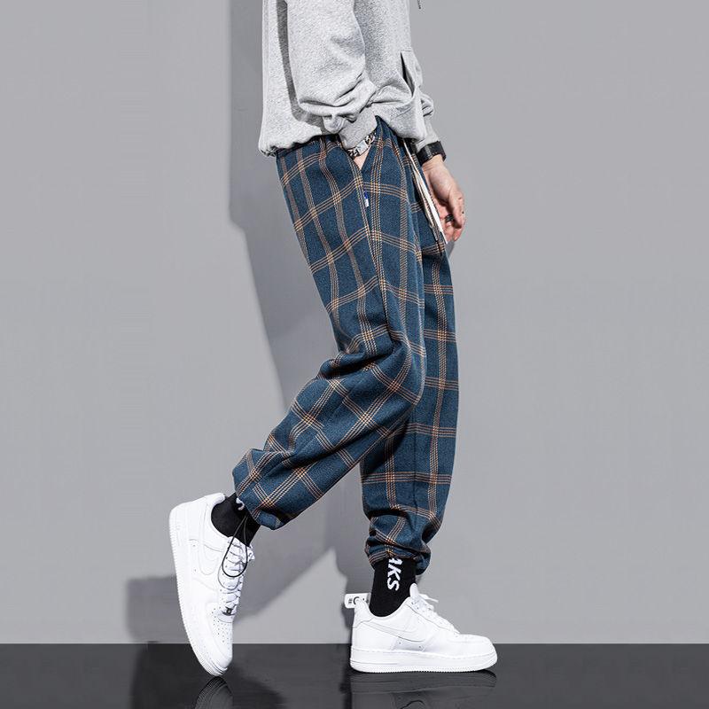 Men's Pants Men Summer Plaid Jogger Casual Checked Trousers Fashion Streetwear Sweatpants Hip Hop Blue Checkered Sports