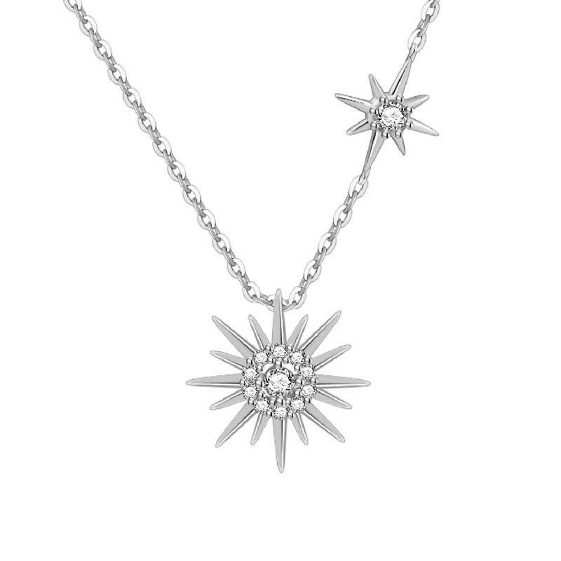 rose gold platinum S925 Sterling Silver rhinestones Choker Sunburst Short Dainty Necklace Pendant for Women Girl