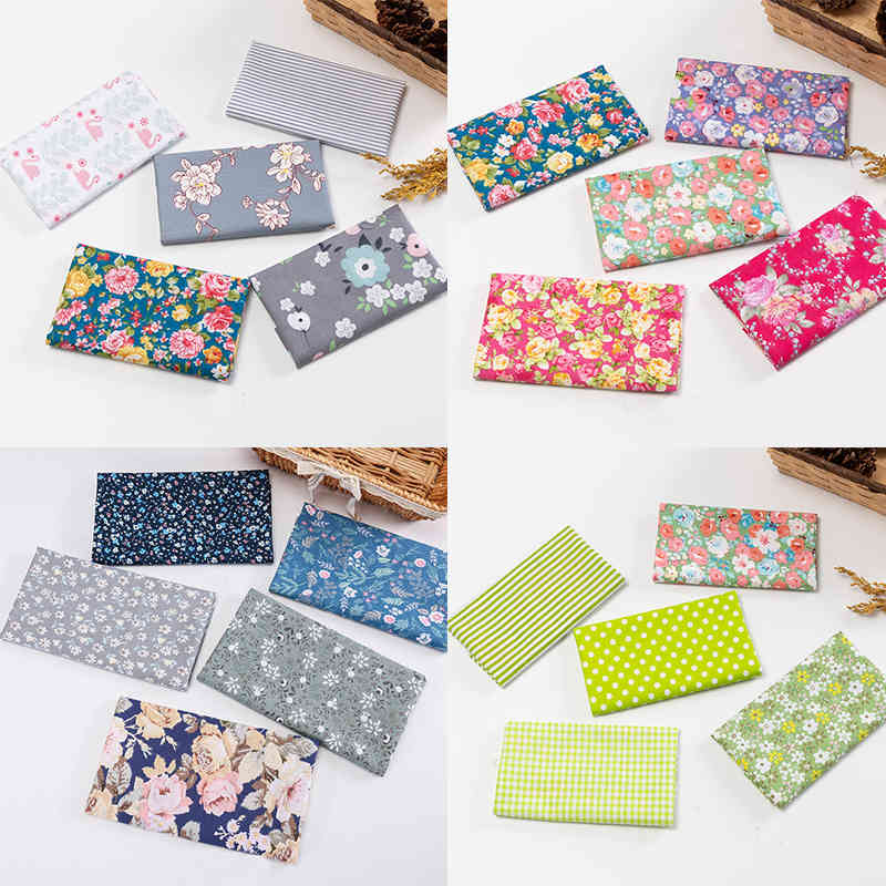5 Pieces/Set Sewing Supplies Nice Gift for Household Flower Pattern DIY Handmade Cotton Multi Purpose Patchwork Cloth