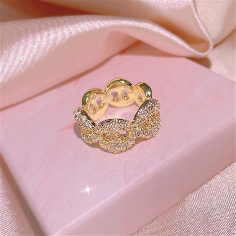 Unique Wedding Rings: Sterg Sier, Gold Fill Pave White Sapphire CZ Dia Gemstone Eternity Women's k Chain