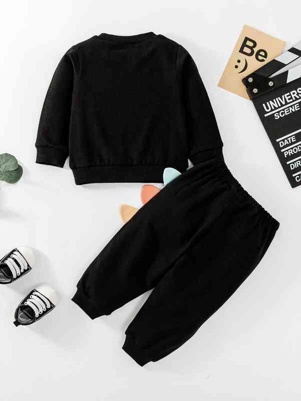 Baby Cartoon Graphic Sweatshirt & Sweatpants SHE