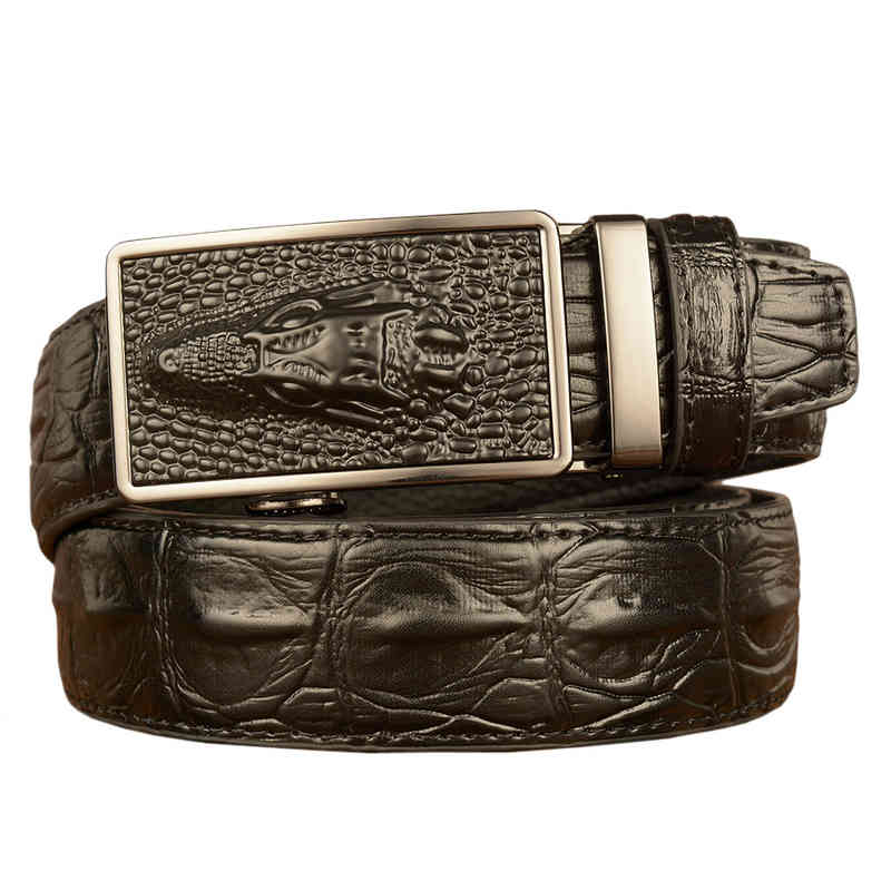 Waist Belt s Buckles Personalized Crocodile Head Automatic Buckle Men's Real Cowhide Fashion Casual Trouser
