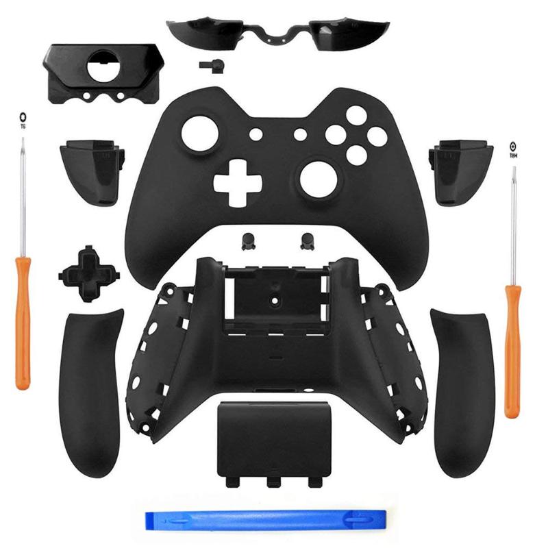 Contrôleurs de jeu Joysticks Matte Noir Contrôleur de boîtier Shell Set Full Set FacePlates Facepilles pour Xbox One avec la prise de casque de 3