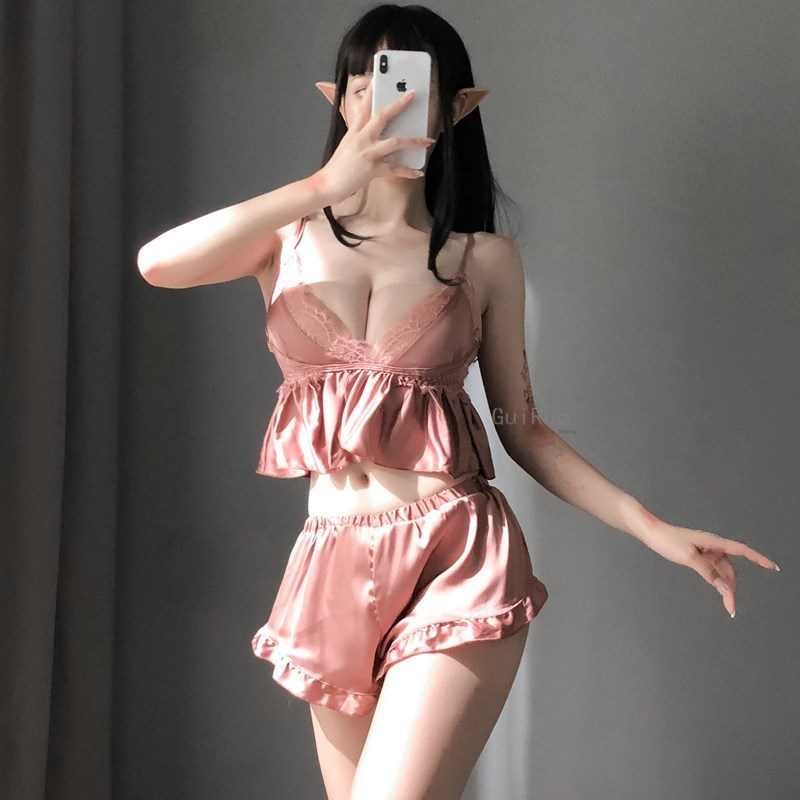 Soft Comfortable Home Pajamas for Women Sexy Lace Crop Top Shorts Set Sleepwear Satin Pijama Nightwear Pyjama Femme Night Suit, Red
Soft Comfortable Home Pajamas for Women Sexy Lace Crop Top Shorts Set Sleepwear Satin Pijama Nightwear Pyjama Femme Night Suit, Red
