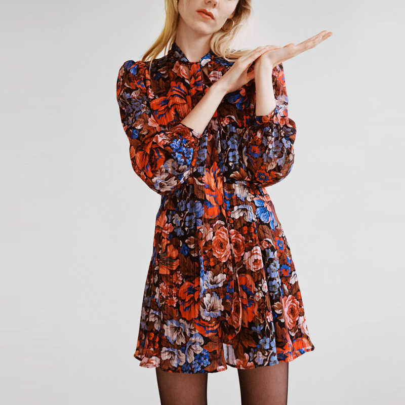 Za Vintage Floral Print Mini Dress Women Bow High Collar Long Sleeve Metallic Thread Party Dresses Elastic Waist Vestidos 210602, As picture
Za Vintage Floral Print Mini Dress Women Bow High Collar Long Sleeve Metallic Thread Party Dresses Elastic Waist Vestidos 210602, As picture