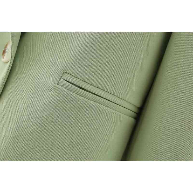 vintage women twill pattern jackets autumn green buttonfly ladies suits casual female coats fashion girls jacket 210430