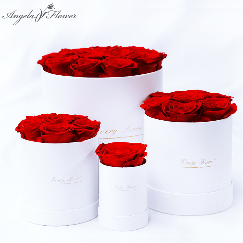 Eternal Life Flower Immortal Rose with Hug Bucket Box Gift Preserved Flower in Box Set Mother's Day Romantic Valentines Day Gift 210317