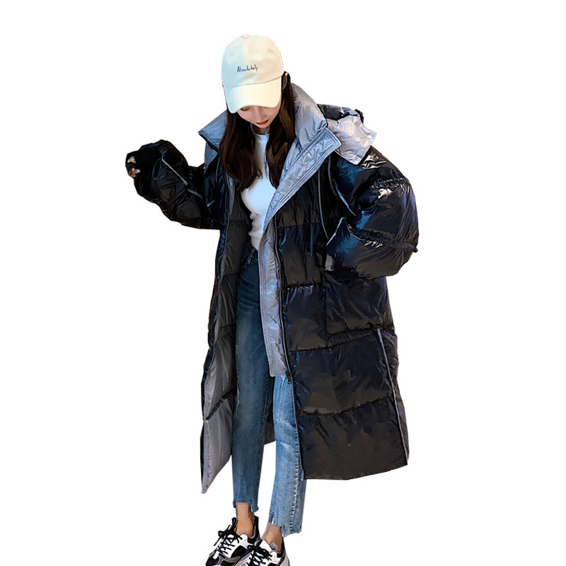 Oversize Puffer Jacket Women 90% White Duck Down Fashion Thicken Warm Casual Hooded Glossy Winter Female Coat Snowwear 210510