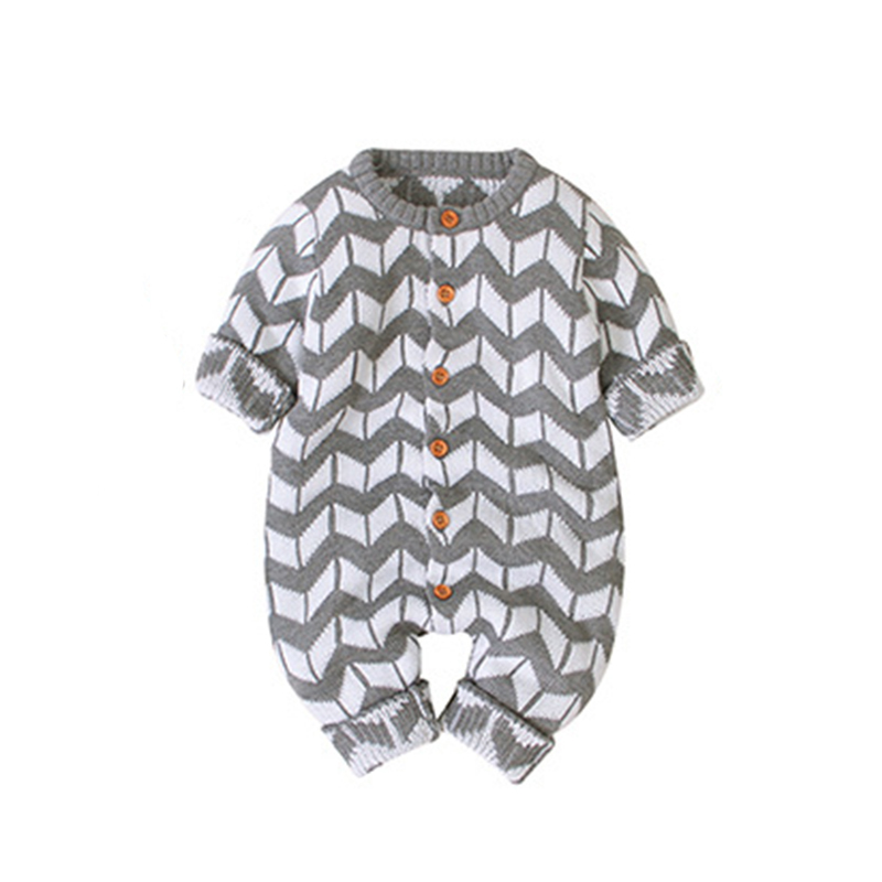 Autumn Winter Baby Boys Girls Rhomboids Rompers Clothes Children Boy Girl Kids Knitting Long Sleeve 210429