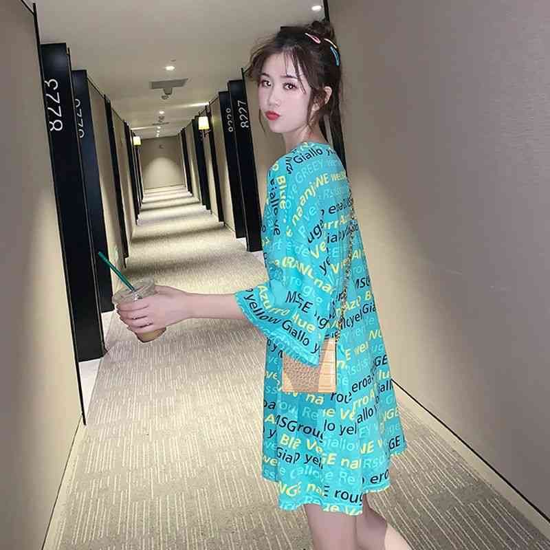 Korejpaa Women T-shirt Short Sleeve Fashion Summer Harajuku Letter Korean Loose Casual Medium Length Top Tee Shirt 210526