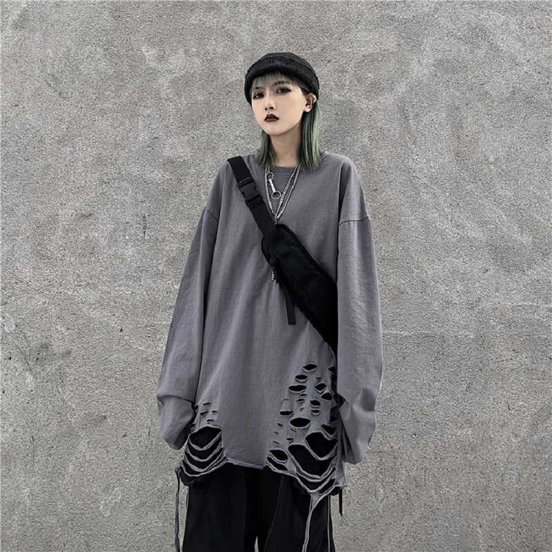 Hole streetwear hip-hop sweatshirt female autumn Korea ins Harajuku vintage BF loose fashion long-sleeved chic 210608, Gray
Hole streetwear hip-hop sweatshirt female autumn Korea ins Harajuku vintage BF loose fashion long-sleeved chic 210608, Gray