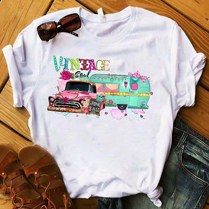 vintage soul truck print women short sleeve loose tee female clothes graphic, White
vintage soul truck print women short sleeve loose tee female clothes graphic, White
