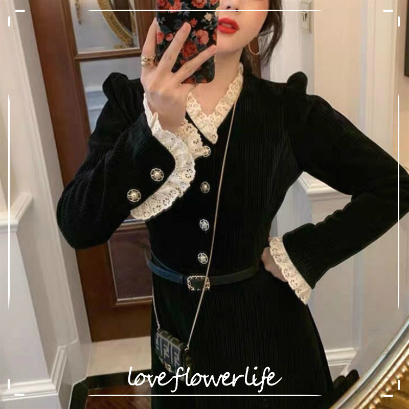 Winter Knit Dress Korean Vintage Black Dress Women Casual Long Sleeve Lace Elegant Dress Female Slim Outerwear 210521, Apricot not belt
Winter Knit Dress Korean Vintage Black Dress Women Casual Long Sleeve Lace Elegant Dress Female Slim Outerwear 210521, Apricot not belt