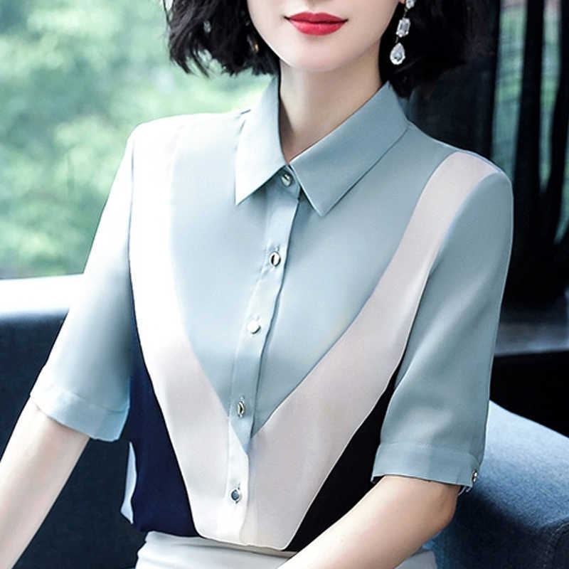 Blouses Woman Short Sleeve Summer Blouse Women Chiffon Blouse Shirt Turn Down Collar Office Blouse Ladies Tops Blusas D26 210602, Blue
Blouses Woman Short Sleeve Summer Blouse Women Chiffon Blouse Shirt Turn Down Collar Office Blouse Ladies Tops Blusas D26 210602, Blue