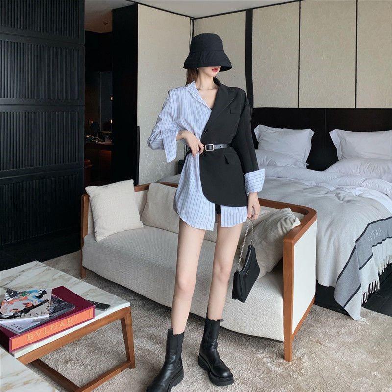 Casual Dresses Women' Splicing Jacket Fashion Big-name Dress Lapel Stitching Shirt Spring And Autumn, Black
Casual Dresses Women' Splicing Jacket Fashion Big-name Dress Lapel Stitching Shirt Spring And Autumn, Black