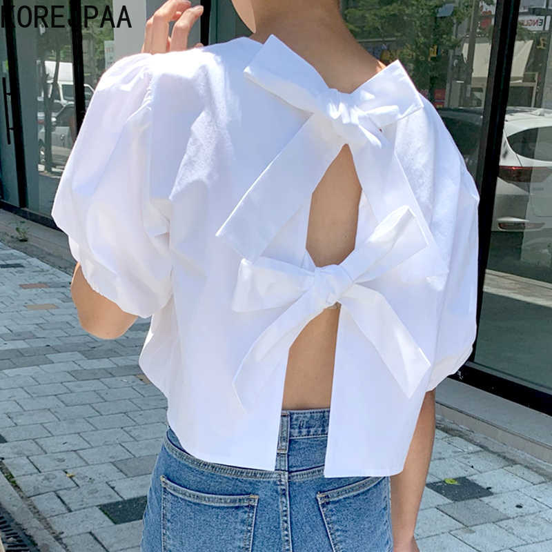 Korejpaa Women Shirt Summer Korean Chic Niche Age-Reducing Round Neck Back Bow Design Loose Versatile Puff Sleeve Blouses 210526, White
Korejpaa Women Shirt Summer Korean Chic Niche Age-Reducing Round Neck Back Bow Design Loose Versatile Puff Sleeve Blouses 210526, White