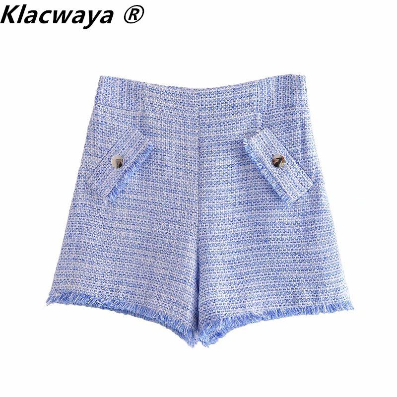 Women Tweed Blended Textured Shorts Summer Fashion Raw Cut Edge High Waist Casual Streetwear Female Bottoms 210521, Blue
Women Tweed Blended Textured Shorts Summer Fashion Raw Cut Edge High Waist Casual Streetwear Female Bottoms 210521, Blue