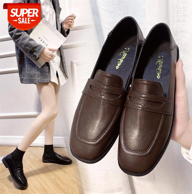 Small leather shoes women's British style low-heel single square toe soft #Vq9Q, Black
Small leather shoes women's British style low-heel single square toe soft #Vq9Q, Black