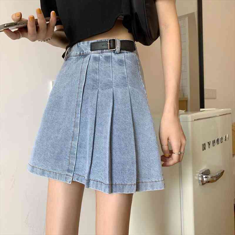 Irregular Pleated Skirt Women Summer High Waist Denim Skirt Female Student A-line Black Midi
Irregular Pleated Skirt Women Summer High Waist Denim Skirt Female Student A-line Black Midi
