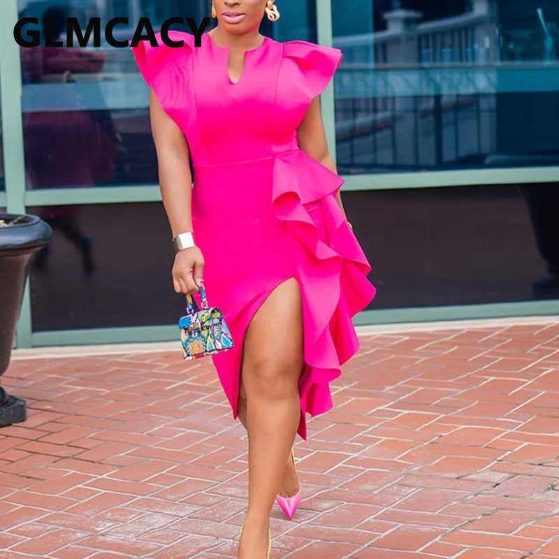 Formal Elegant Evening Party Ruffles Dress 210702