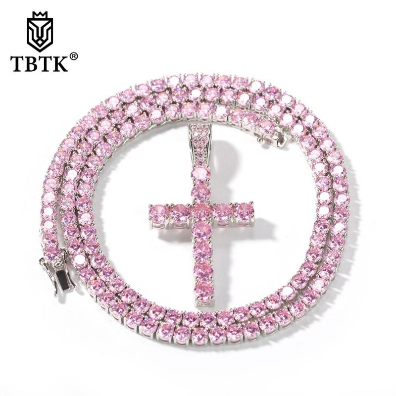 Pink Cubic Zirconia Cross Pendant Necklace With 4MM CZ Tennis Chain Fashion Hiphop Jewelry Drop Necklaces
Pink Cubic Zirconia Cross Pendant Necklace With 4MM CZ Tennis Chain Fashion Hiphop Jewelry Drop Necklaces