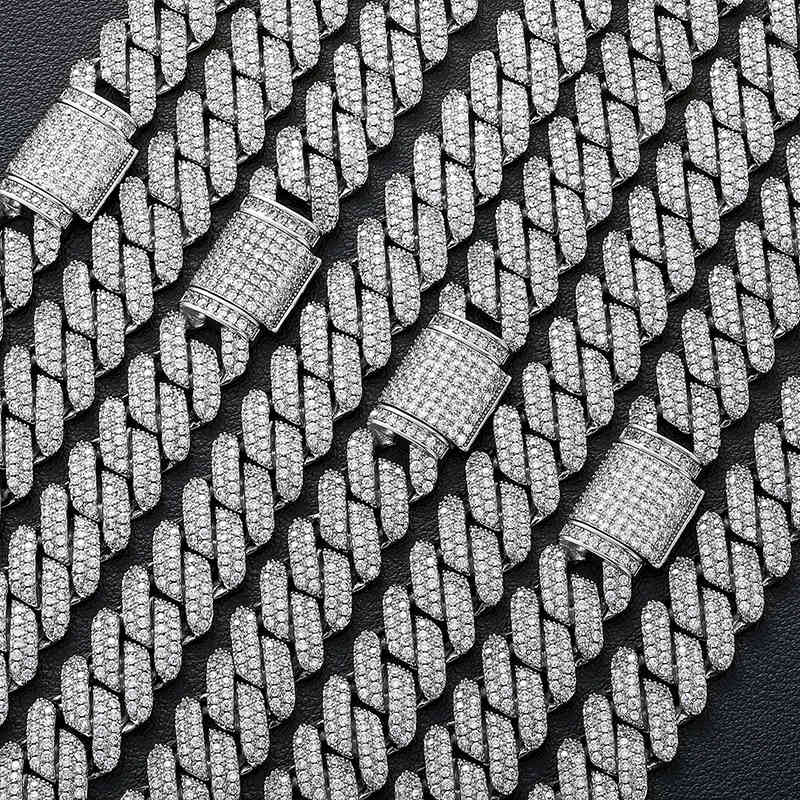luxury Hip Hop Jewelry White Gold Plated Cuban Link Chain Iced Out Diamond Chain Necklace For Men Jewelry270f