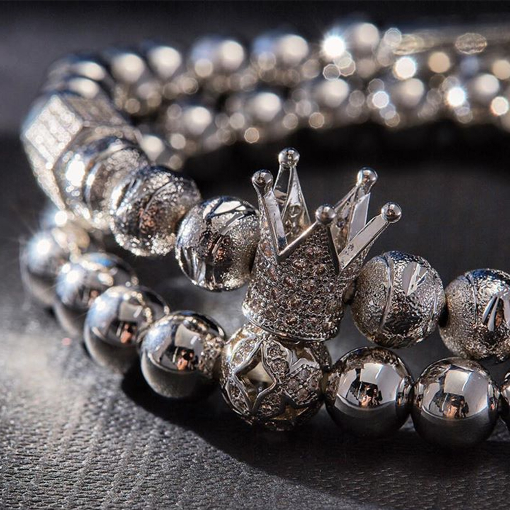 Men bracelet 2pcs/Set Luxury Crown Pave Cubic Zirconia Starlight Ball Charms Copper Beads Bangles For Gift Valentine's Day Christmas
Men bracelet 2pcs/Set Luxury Crown Pave Cubic Zirconia Starlight Ball Charms Copper Beads Bangles For Gift Valentine's Day Christmas