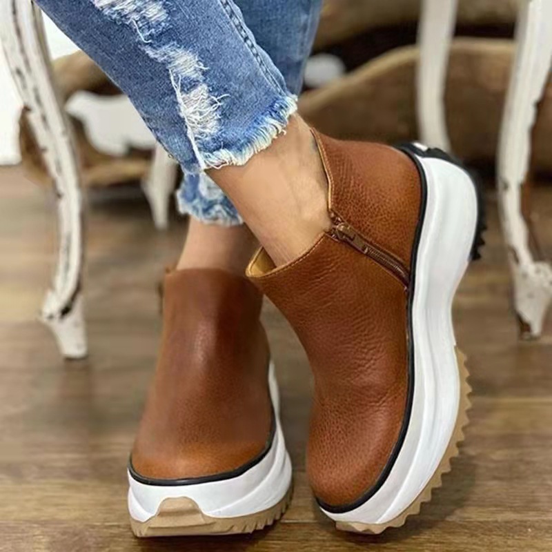 Round Toe Women Shoes Luxury Brand Designer Boots Thick Bottom Sporty Booties y145, Brown
Round Toe Women Shoes Luxury Brand Designer Boots Thick Bottom Sporty Booties y145, Brown