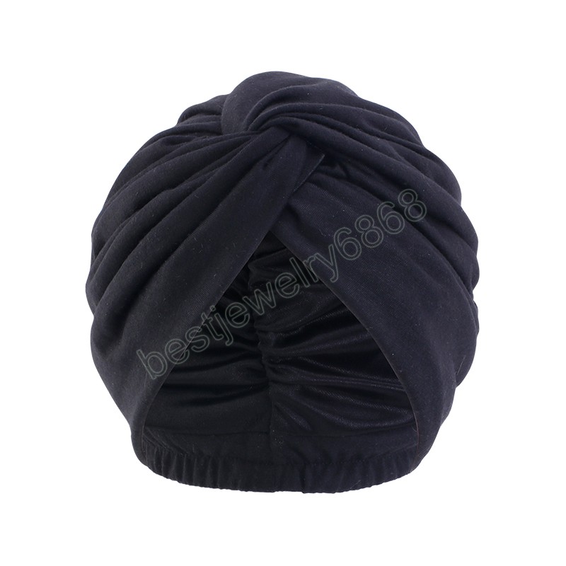 Women Satin Linning Turban Twist Head Wrap Soild Color Hat Headband Turban Muslim Cap Headscarf Inner Hijab India Hats