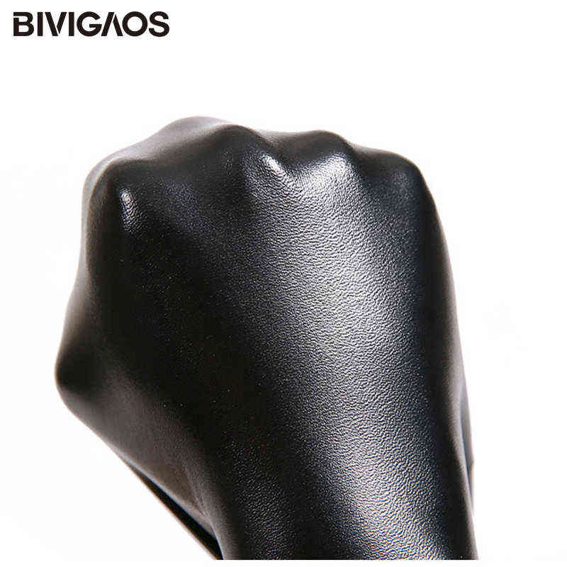 BIVIGAOS Womens Autumn Winter High Waist PU Leather Leggings Pants Sexy Black Warm Female Shinny Elastic Trousers Women 211115