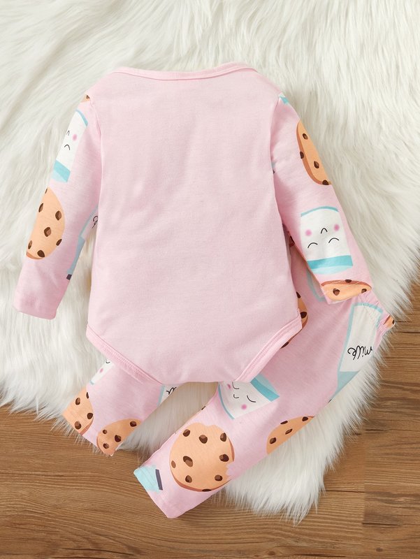 Baby Milk & Cookies Print Bodysuit & Pants SHE